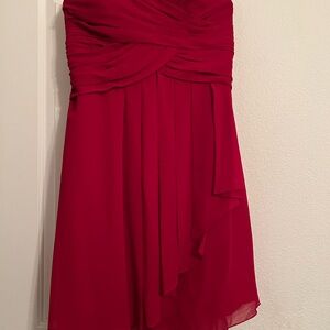 David's Bridal Red Ruched Strapless Sundress
